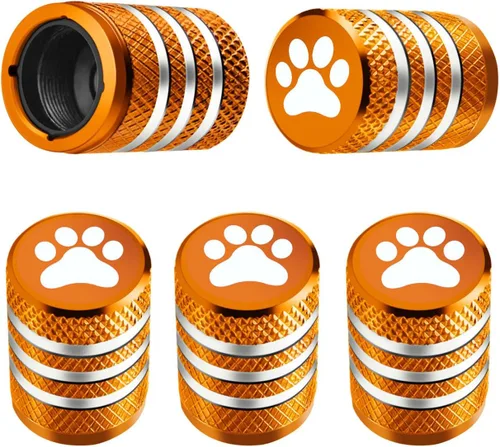 Vista 28 de Tapones para vástago de válvula de neumático, paquete de 5, tapa de aire de neumático N2, metal nitrógeno con forro de plástico, resistente a