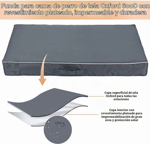 Vista 3 de Chinchilla Funda Impermeable para Cama de Perro Pesada Lavable, con Apertura de Cremallera Rellenable Funda Universal de Repuesto para Cama de Gris