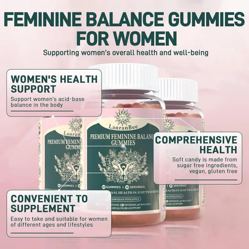 Vista 7 de Gomitas de equilibrio femenino prémium con probióticos vaginales para mujeres con pH equilibrado, salud y bienestar, apoyo inmunológico, vegano, sin