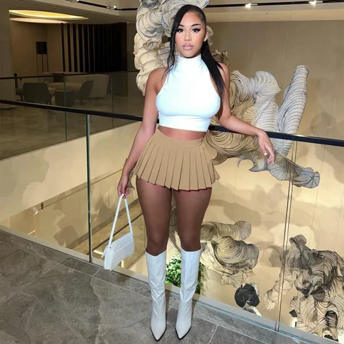 Vista 2 de Minifaldas plisadas para mujer, sexy y linda, falda cargo corta Y2K, falda pantalón de tenis, patinadora, línea A con abertura