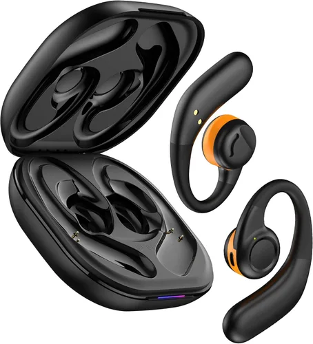 Vista 9 de Jzones Auriculares inalámbricos con clip de oreja abierto, Bluetooth 5.4, ligeros, cómodos, deportivos, de conducción ósea, micrófono integrado