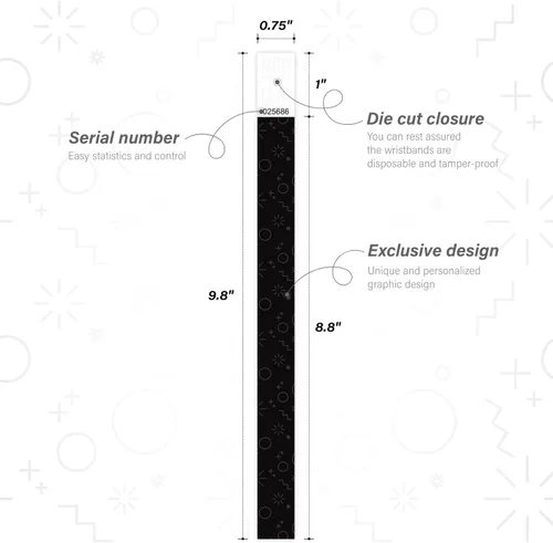 Vista 2 de Tyvek - Pulseras para eventos, diseño creativo de color, pulseras de papel de 3/4 pulgadas, paquete de 250 unidades para fiestas, agrupaciones, Negro