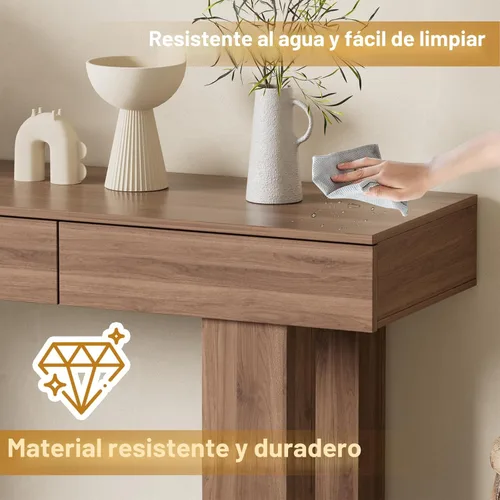 Vista 6 de PAKASEPT - Mesa de consola de 63 pulgadas con luces LED coloridas y 3 cajones, mesa de sofá rectangular de madera detrás del sofá, mesa de entrada