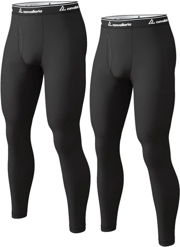 Vista 7 de 4 or 2 Pack Men's Thermal Pants Fleece Lined Long Johns Bottom Base Layer Negro/Gris