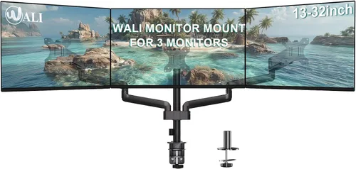 Vista 22 de WALI - Soporte de escritorio para monitor dual para pantallas de 17-32 pulgadas, brazos de monitor dual para 2 monitores, soporta hasta 19.8 lbs