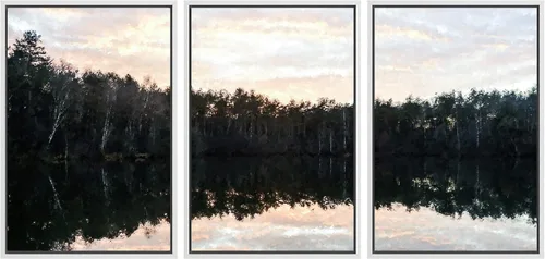 Vista 38 de SIGNWIN Lienzo enmarcado para pared, juego de arte nublado de tormenta, cielo, bosque otoñal, árboles, rústico, naturaleza, fotografía, realismo