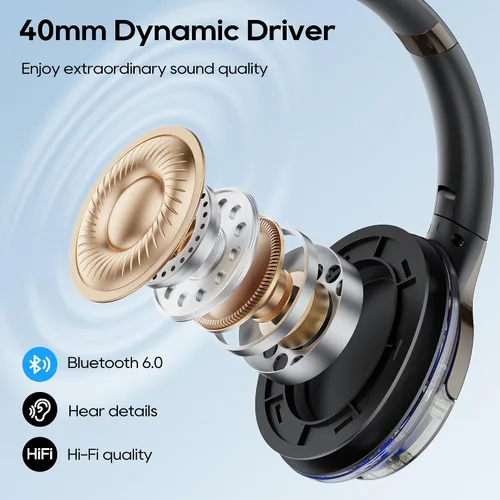 Vista 13 de BUGANI Auriculares Bluetooth sobre la oreja con luz RGB Negro-FH01