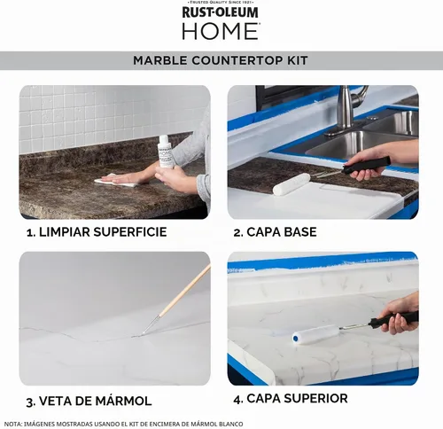 Vista 6 de Rust-Oleum 369548 - Kit de revestimiento para encimera de mármol para el hogar, 72 onzas líquidas, negro