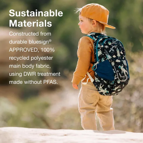 Vista 5 de Osprey Daylite Jr. - Mochila para niños y viajes, estampado espacial y azul antiguo