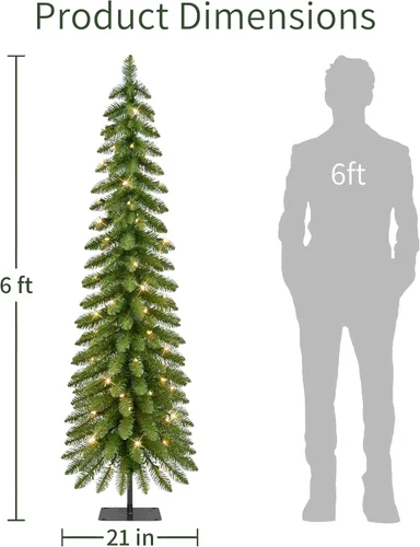 Vista 3 de Puleo International - Árbol de Navidad con lápiz alpino preiluminado de 6 pies