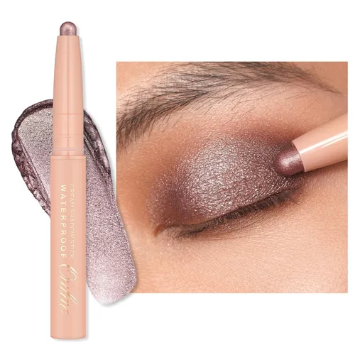 Vista 18 de Oulac Twist-Up Sombra de Ojos Brillante en Barra – Maquillaje de Ojos Vegano y Libre de Crueldad con Textura Cremoso y Mezclable, Resistente al 01