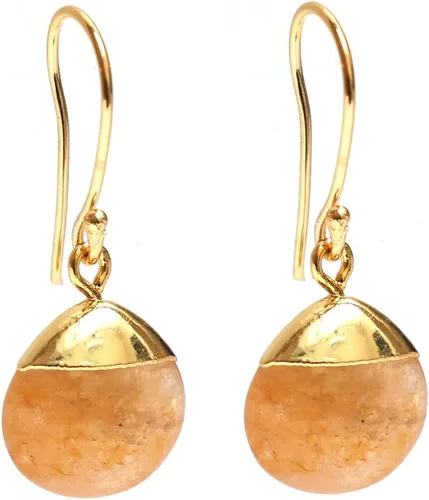 Vista 18 de Gempires - Pendiente de gancho de pera natural, pendiente de meditación, joyería hecha a mano, regalo para ella