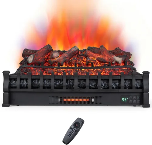 Vista 15 de COSTWAY Juego de troncos para chimenea eléctrica de 26 pulgadas con llama