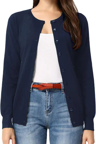 Vista 13 de GRACE KARIN Suéter de punto ligero con botones para mujer Azul (Acid Blue)
