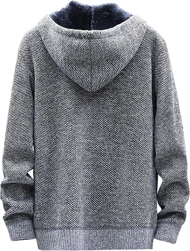 Vista 4 de Suéteres tipo cárdigan para hombre, sudaderas con capucha de manga larga con bolsillos, suéteres de punto grandes y altos, suéteres ajustados S15W