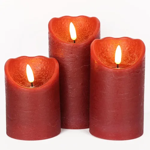 Vista 10 de Eldnacele Velas sin llama que funcionan con pilas con control remoto y temporizador, tira de luces LED de cera real, velas LED de pilar de cera