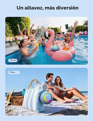 Vista 8 de Bluetooth Shower Speaker IPX7 Waterproof: Removable Suction Cup, Blue Azul