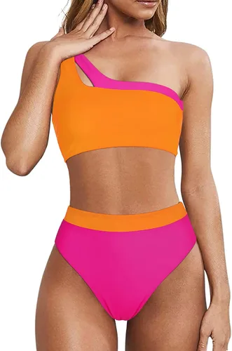 Vista 80 de MOOSLOVER Traje de baño de dos piezas con corte alto y cintura alta para mujer