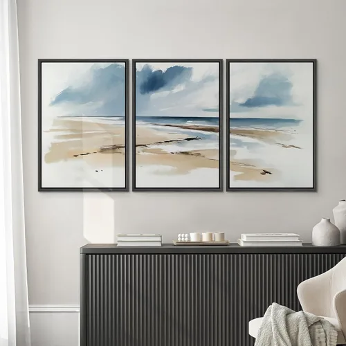 Vista 203 de SIGNWIN Lienzo enmarcado para pared, juego de arte neutro de bosque brumoso, ilustraciones en tono tierra, arte moderno, decorativo, bohemio