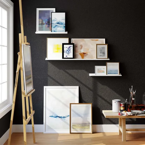 Vista 5 de Wallniture Denver - Estantes flotantes de 48 a 24 a 24 pulgadas para marcos de fotos, decoración de pared de collage, juego de estantes de repisa