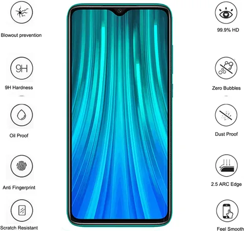 Vista 8 de Funda para Xiaomi Redmi Note 8 Pro con protector de pantalla de vidrio templado híbrido resistente Armadura protectora con soporte de anillo de 360