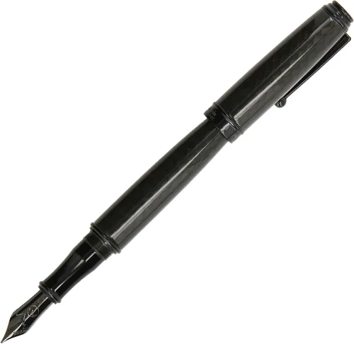 Vista 3 de Monteverde Invincia Deluxe - Pluma estilográfica, oro rosa, punta media, diseño de fibra de carbono con detalles chapados en oro rosa de 18