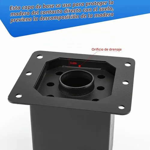 Vista 4 de 4 anclajes de poste de 6 x 6 pulgadas (tamaño interior 5.6 x 5.6) 13GA Thick Solid Steel &Powder Coated,Deck Post Brackets Support Deck Base