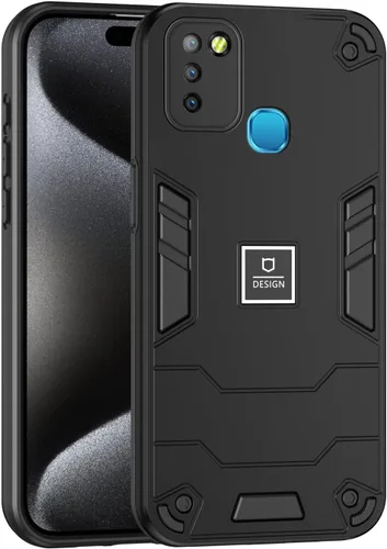 Vista 100 de Funda compatible con Redmi A1, compatible con Redmi A2 2 en 1 [PC dura + TPU], funda de teléfono negra