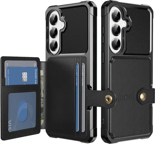 Vista 15 de Funda para Samsung Galaxy S21 Ultra con tarjetero, compatible con soporte magnético para automóvil, resistente a los golpes, resistente, suave, TPU