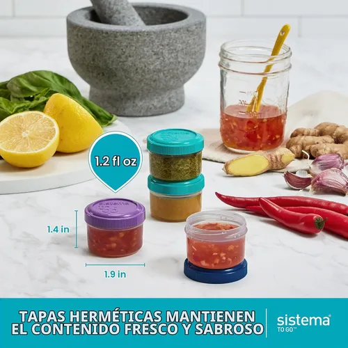 Vista 3 de Sistema Recipientes para aderezo de ensalada y condimentos de 4 piezas con tapas para el almuerzo