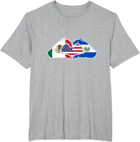 Vista 47 de Corazón manos México, El Salvador y Estados Unidos. Camiseta, Negro