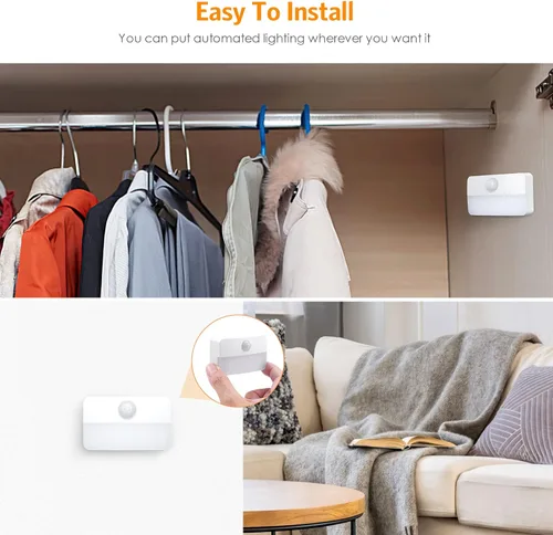 Vista 5 de Paquete de 2: luz nocturna con sensor de movimiento, luces adhesivas con sensor de movimiento para interiores, luces de cocina para debajo
