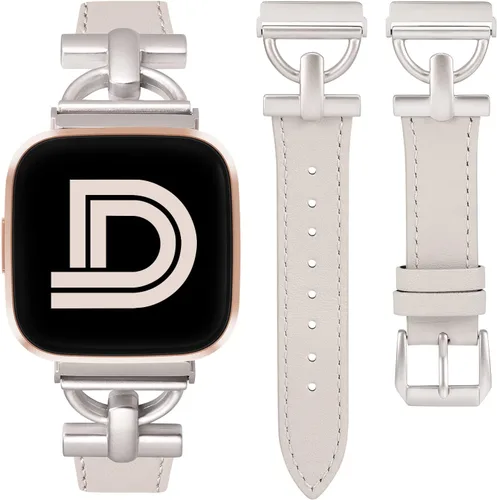 Vista 13 de Wearlizer Correa de cuero compatible con Fitbit Versa 2 correas para mujer, elegante correa de cuero delgada con hebilla de metal en forma de D