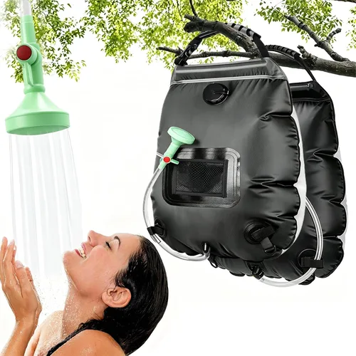 Vista 7 de Bolsa de ducha solar Bolsa de ducha solar de 5 galones/20L de calefacción solar Manguera extraíble Cabezal de ducha intercambiable