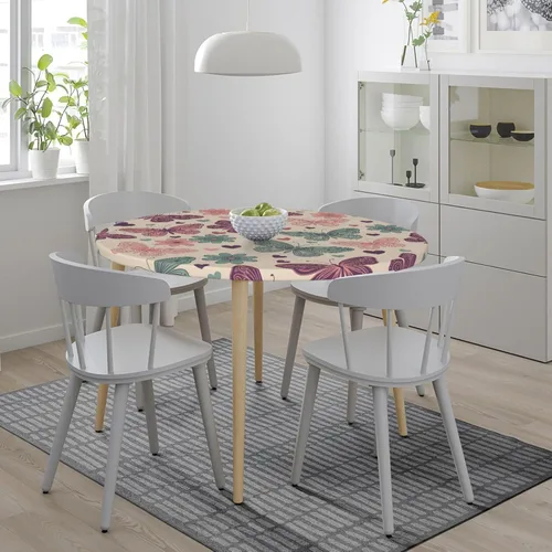 Vista 4 de Decorative Round Tablecloth Fitted Elastic 26" - 30" Butterfly Waterproof Table Cloth Cover Stretch Table Pad Cover for Parties Weddings Banquet