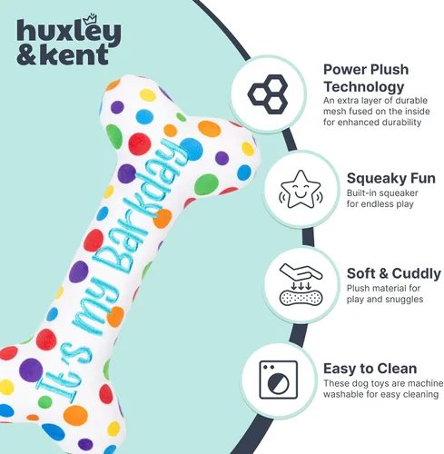 Vista 4 de Huxley & Kent Divertido juguete para perros con chirriante – Juguetes chirriantes de felpa para perros pequeños, medianos y grandes – Animal