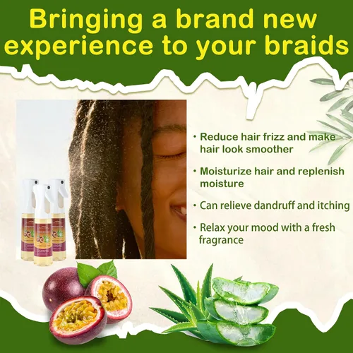 Vista 3 de Orientfashion Spray refrescante hidratante para Locs- humectante para el cuero cabelludo del cabello de maracuyá, cuidado y mantenimiento natural