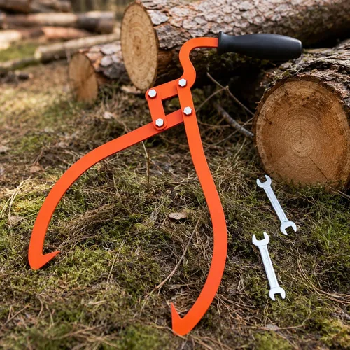 Vista 5 de Blulu 1 Pcs 16 Inch 2 Claw Log Tongs Logging Skidding Tongs with Non Slip Grip Stainless Steel Hand Log Grapple Lifter Handling, Dragging, Carrying