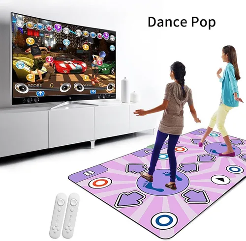 Vista 2 de Fabater Tapete electrónico inalámbrico para juegos de televisión, antideslizante de doble usuario con música y juegos de fitness, tapete interactivo