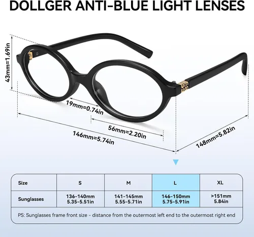 Vista 5 de Dollger Oval Blue Light Glasses for Women Men Fashion Retro 90s Small Frame Computer Glasses