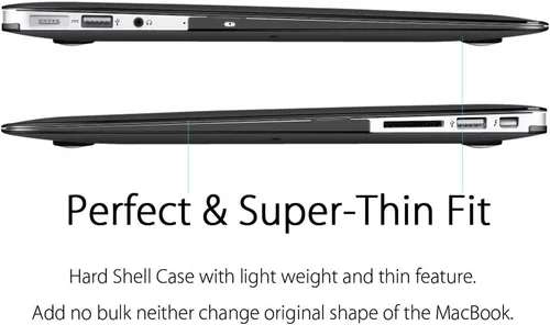Vista 6 de UESWILL Compatible con carcasa rígida transparente brillante para MacBook Air de 11 pulgadas, modelo A1370 A1465, color negro