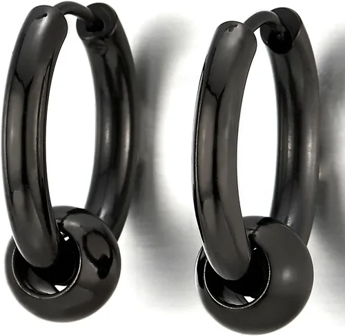Vista 5 de Aretes de aro con bisagras de acero inoxidable para hombres y mujeres, 2 piezas