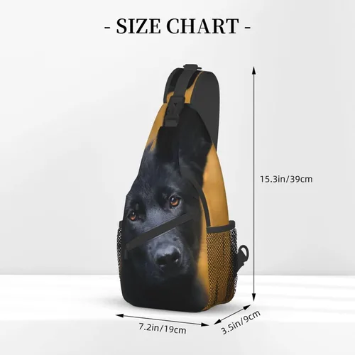 Vista 3 de Bolso cruzado de piña dorada, bolsa de hombro, mochila de senderismo al aire libre, adecuada para hombres y mujeres, Perro pastor alemán negro