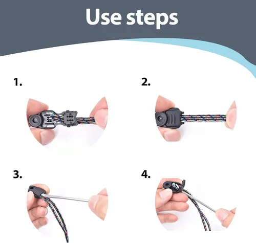 Vista 6 de 20 tapas de extremo de paracord con cremallera, extremos de cordón elástico, cuerdas elásticas para cordones, clips de tapón de plástico de repuesto