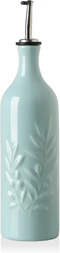 Vista 23 de Sweejar Botella dispensadora de aceite de oliva de cerámica de 20 onzas de alivio opaco que protege para reducir la oxidación, adecuada para Beige