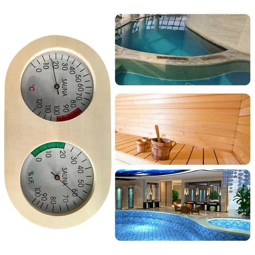 Vista 4 de Sauna Temperature Gauge,Wooden Temp Range 0-120 Monitor Temperature Hygrometer for Sauna Room,for House Apartment Bedroom Kitchen Living Room