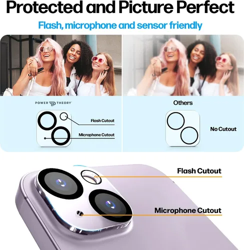 Vista 5 de Power Theory Protector de pantalla diseñado para iPhone 14 Plus, con protectores de lente y funda transparente compatible con Magsafe [dureza 9H]