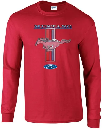 Vista 10 de Ford Mustang Pony & Stripes Ford Motors Car Truck Camiseta de manga larga para hombre, rendimiento de carreras, auto clásico muscular
