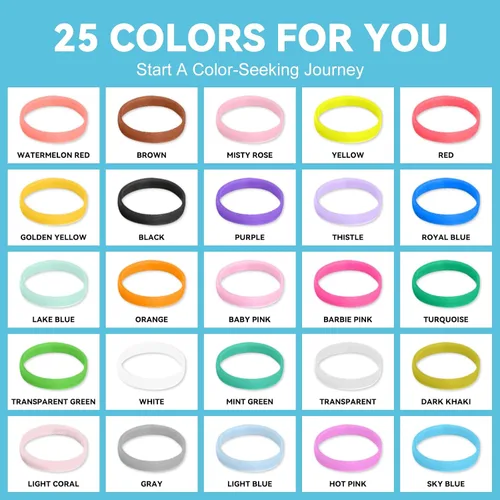 Vista 3 de HOYOLS - Mini bandas de goma coloridas, lazos para el cabello para trenzas 25 Mixed Colors, TPU Small Elastic Bands, for Daily Ponytails Styling