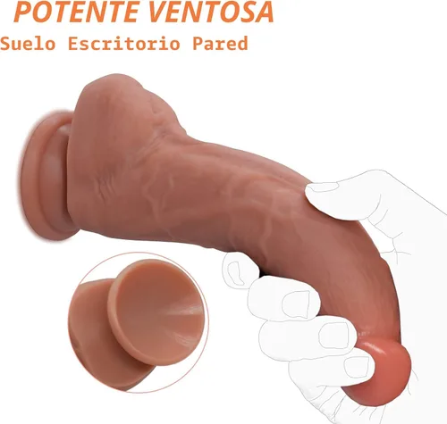Vista 2 de Juguete sexual para mujeres, consolador de silicona realista de 7 pulgadas, material seguro para el cuerpo, fuerte ventosa, consolador anal ultra
